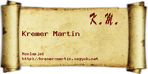 Kremer Martin névjegykártya